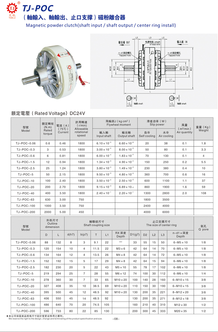 雙軸磁粉離合器尺寸參數(shù)